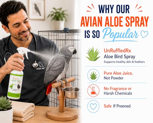 Aloe Vera Bird Spray for All Birds – Soothes Itchy Skin & Feather Plucking – 8oz Odor-Free Mist, Safe if Ingested, Daily Use Bird Mist, Softens Feathers, Natural Formula – Made in USA by UnRuffledRx™