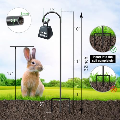 FEED GARDEN Adjustable 32 Inch Small Shepherd Hooks for Outdoor, Garden Hooks for Lanterns, Sheperd Hook for Hanging Plants, Bird Feeders, Solar Lights, Mason Jars, Weddings Decor,1 Pack