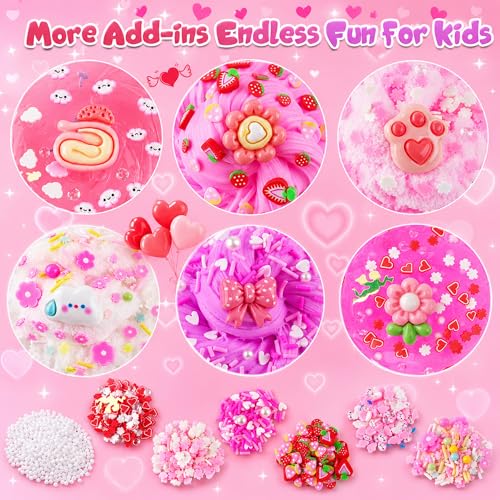 6 Pack Slimes, Pink Slime Kids, Cloud Slime kit for Girls Ages 8-12, Toys for Girls and Boys, for Kids Slime Set Party kit Goodie Bag Stuffers, 4 5 6 7 8 9 10 Year Old Girl Birthday Gift Cute Stuff