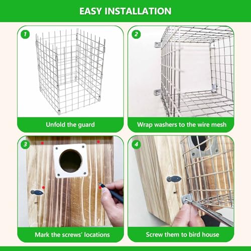 Bluebird House Predator Guards 2 Pcs, Strong Metal Wire Birdhouse Entrance Protector Guard Bird House Protector Guards for Eastern Bluebird Box (Square)