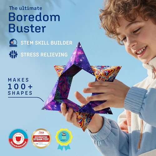Shashibo Shape Shifting Box - Award-Winning STEM Fidget Toy with Ultra Strong Magnets - Puzzle Cube Transforms Into 100+ Shapes, Perfect Sensory Gift for Kids, Teens, and Adults (Spaced Out)