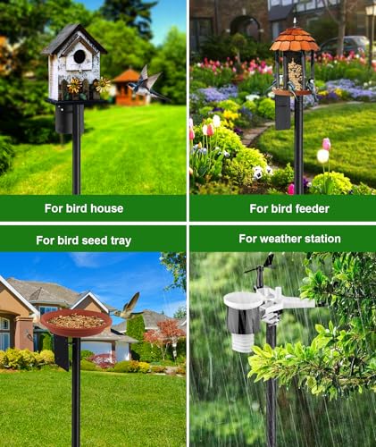 Heavy Duty Bird Feeder Pole - 109 Inch Adjustable 1 Inch Metal Bird House Pole with 14” Deep Auger Base | Outdoor Mount Kit for Bluebird Houses, Hummingbird Feeders, Smart Bird Feeder with Camera