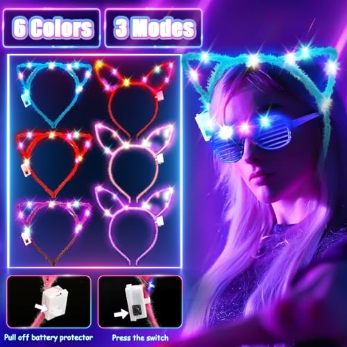 MIBOTE 269Pcs Led Light Up Toys Party Favors Glow in the Dark Party Supplies for Kid/Adults with Light Up Glasses,Headband,Rings,Bracelets,100 Glow Sticks Bulk Party Pack DIY Glow Neon Party Supplies