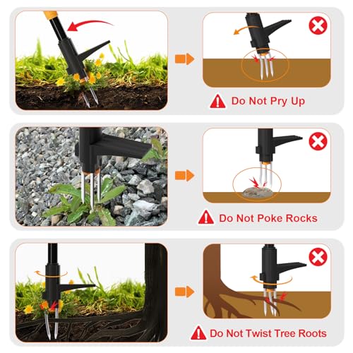 Weed Puller Tool, Fully Stand Up Weeding Tool With 3 Claws - Zero Bending and Back Saver, Effortless and Efficient Weed Remover, Durable and Lightweight Weeder, Ideal for Effortless Weed Removal