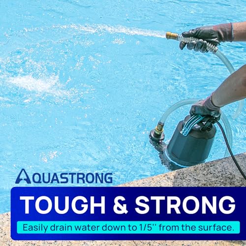 Aquastrong Sump Pump 1 HP 4500 GPH Submersible Water Pump Thermoplastic Portable Utility Pump High Flow Water Removal for Swimming Pool Garden Pond Basement Window Wells with 10ft Long Power Cord