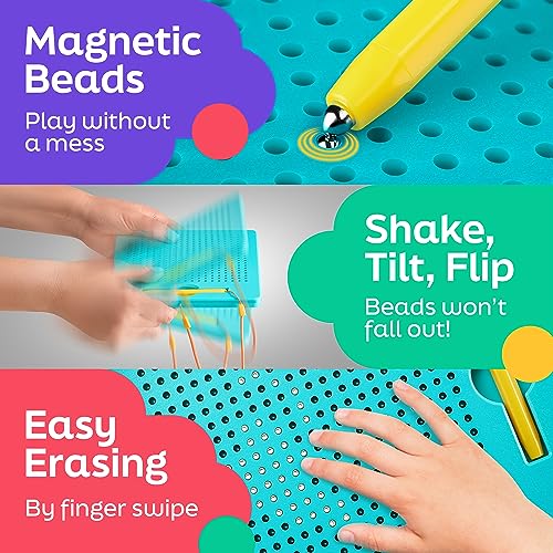 AYNAT FUN Magnetic Drawing Board for Kids & Toddlers with Beads and Magnet Stylus Pen - Magnetic Tablet Toy for Airplane & Car Ride Activities for Kids
