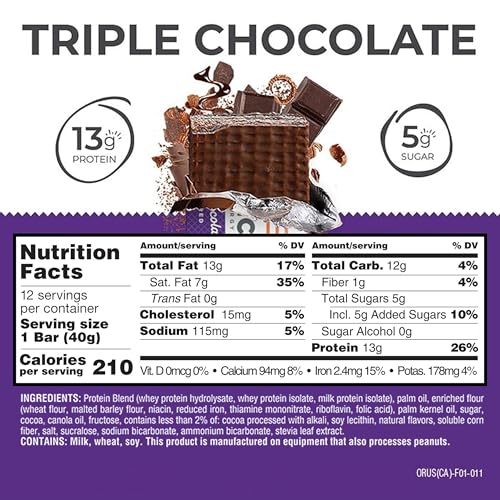 Power Crunch Protein Energy Wafer Bars, Triple Chocolate, 1.4 Ounce (12 Count)