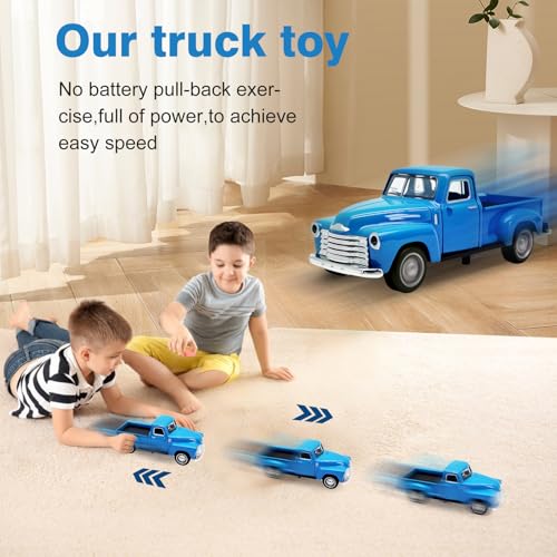 Little Blue Truck Toy for Toddlers 2 3 4 5 6 7 8 Year Old Boys Girls,1:32 Alloy Toddlers Car Toy Driveable,Car Door Can Open,Toy Trucks for Kids Easter Christmas Birthday Gifts