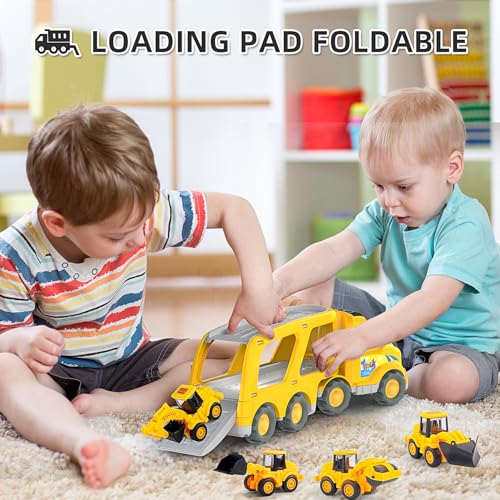 Veslier Construction Truck Toys for Boys Girls Age 3 4 5 6 Years Old，Carrier Transport Trucks for Kids 3-4 3-5 Year Old，Christmas Birthday Gift Toddler Toys.