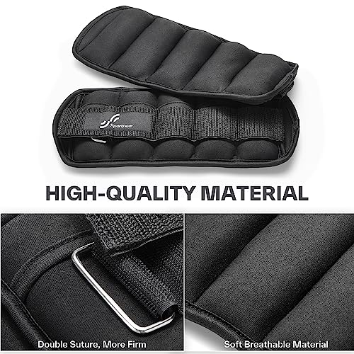 Sportneer Adjustable Ankle Weights Set - 1 Pair (2-10 lbs) Removable Sandbags for Women & Men, Comfortable Neoprene Leg Weights for Walking, Running, Pilates, Yoga, Home Workout & Physical Therapy