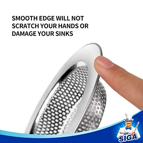 MR.SIGA Kitchen Sink Strainer, Stainless Steel Sink Drain Strainer, Dishwasher Safe, Outer Diameter 4.4 inch/11.2cm, Inner Diameter 3 inch/7.6cm, Pack of 3