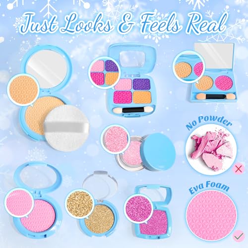 INNOCHEER Pretend Makeup for Toddlers, Toy Play Makeup Set for Kids 3-5, Toddler Makeup Kit Pretend, Frozen Toys for Kids Fake Makeup, Gifts Toys for 3 4 5 6 7+ Year Old Girls (Not Real Makeup)