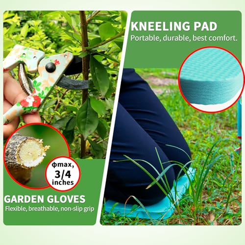 Garden Tools Set WANCHI 10 Piece Heavy Duty Floral Garden Tool Set Gardening Gifts for Women Men Birthday Rust-Proof Aluminum Garden Hand Tools Gardening Kit with Tote Bag Apron Glove