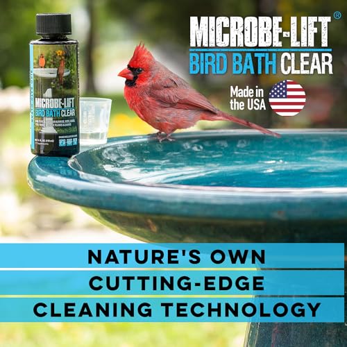Microbe-Lift Bird Bath Clear Two-in-One Water Cleaner – 4 Oz – Safe for Birds, Fish & Frogs – Cleans Outdoor Birdbaths & Fountains – Natural Formula, Prevents Stains & Cloudiness