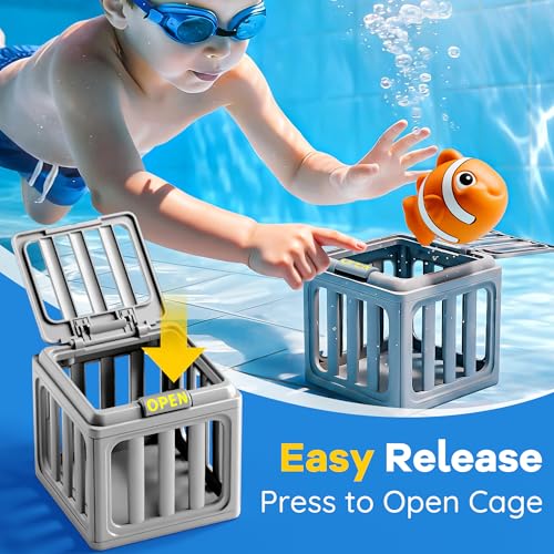 Funscape Kids Pool Diving Toys, Water Swimming Dive Pool Game, Toddler Bath Toy Play Set W/ Fish Box Floating Animals, Fun Outdoor Beach Lake Swim Summer Party Gift 3 4 5 6 7 8 10 12 Year Old Boy Girl