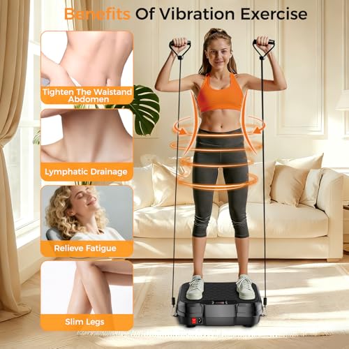 Vibration Plate Exercise Machine for Lymphatic Drainage, Vibration Platform for Weight Loss, 400 Lbs Capacity Shake Plate Full Body Workout Vibrate Fitness Platform for Home Women Men