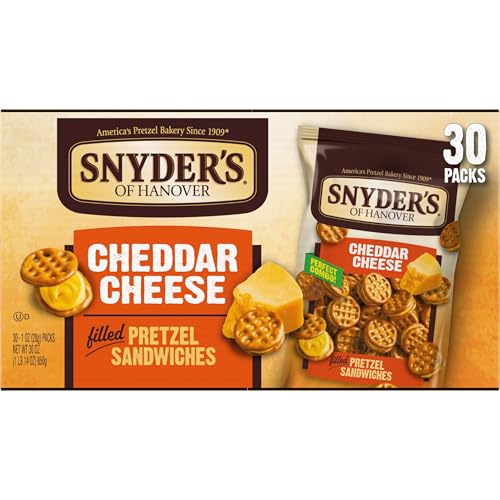 Snyder's of Hanover Pretzel Sandwiches, Cheddar Cheese, Snack Packs, 30 Ct