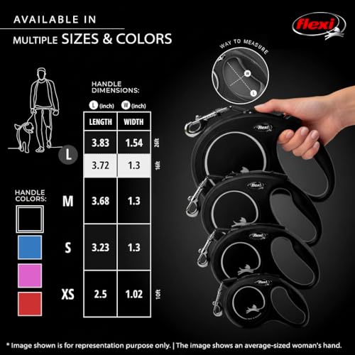 FLEXI New Classic Tape Retractable Dog Leash for Large Dogs Upto 110 lbs. – 26 ft., Black | Tangle Free Pet Walking Leash with One-Handed Brake, Pause, Lock|German Quality Product
