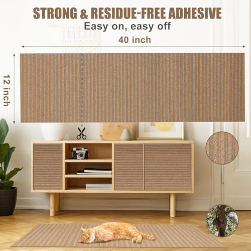 Natural Cork-Cat Scratch mat-Cat Scratch Pad Rug-cat Couch Protector-Scratch Furniture Protector for Post/Sofa/Floor-Wall Scratchers for Indoor-Carpets Scratching-Stretching- Kitty Gifts-Brown