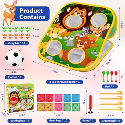 Animal Bean Bag Toss Game Toy Outdoor Toss Game, Family Party Party Supplies for Kids, Gift for Boys Birthday or Christmas for Toddlers Ages 3 4 5 6 Year Old