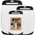 GORILLA GRIP BPA-Free Reversible Kitchen Cutting Board Set of 3, US Designed, Nonporous, Juice Grooves Catch Liquid, Slip Resistant Border, Dishwasher Safe, Durable Large Food Chopping Boards, Black