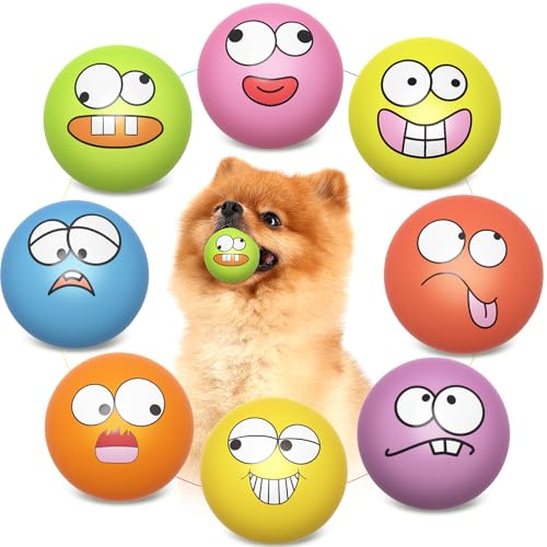 Squeaky Dog Toys Soft Latex Rubber Squeaky Dog Balls for Puppy Small Pet Dogs (8 Pack) (Round Balls)