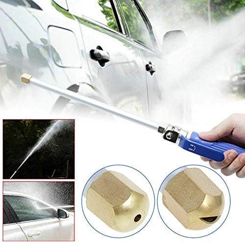 High Pressure Power Washer Attachment Wand, Hydro Jet Water Hose Nozzle,Watering Sprayer Cleaning Tool, Wand Lance for Gutter Patio Car Pet Window Glass Blue