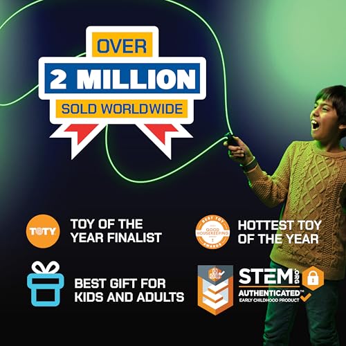 ZipString Luma - The Patented Glow-in-The-Dark Toy that Flies a Loop of String, Creates Endless Shapes and Tricks Built-in LED for Glowing Fun. Perfect STEM Gift for Kids & Adults. Wonderment Awaits