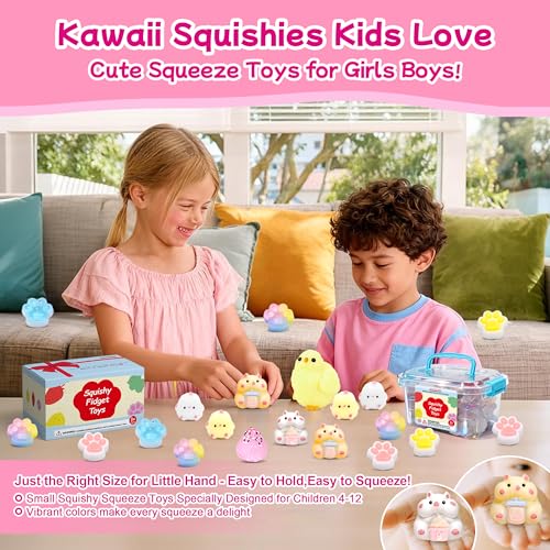 10 Pack Taba Squishy Toys kit with Toy Box & Cute Stickers, Kawaii taba Squishies Stress Relief Toys Party Favors for Kids 4-8 8-12, Squishy Fidget Toys for Kids , Birthday Gifts Toys for Girls 8-10