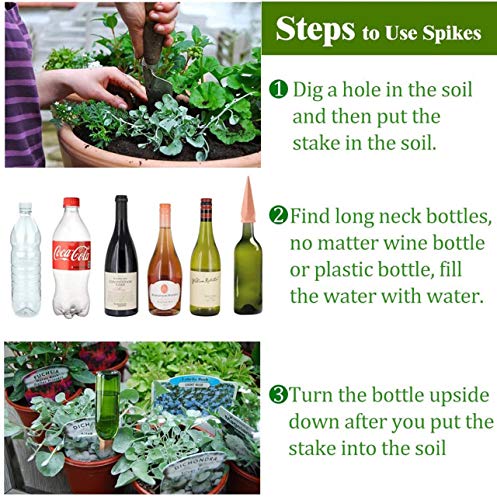 Plant Watering Devices 6 Pack Terracotta Vacation Plant Waterer Wine Bottle Watering Stakes Slow Release Plant Watering Spikes Self Watering Devices for Indoor Outdoor Plants