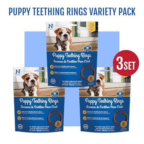 N-Bone Puppy Teething Rings Chicken Flavor Dog Treat, 18 Rings Total, 21.6-oz - Natural Puppy Chew Toys Alternative for Teething Discomfort - Small and Large Dogs