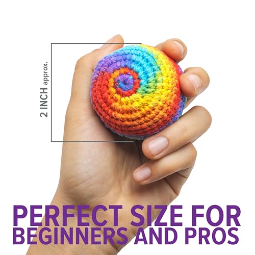 BOONI Handmade Crocheted Footbag- Pack of 3 – Durable Woven Cotton Kick Ball for Style Games, Juggling, Tricks & Outdoor Games - Great as Stress Relief Fidget Toys– Made in Nepal
