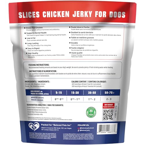 Beloved Pets Dog Treats Chicken Jerky 1.5 lb – Dog Food & High Protein Chews for Large, Medium & Small Breeds – Natural Healthy Training Snacks Strips – Human Grade Bulk Soft Pack – Made for USA