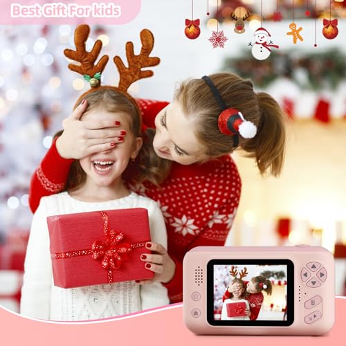 Makolle Kids Camera Toys for Girls 3-12 Year Old,Toddler HD Digital Video Camcorder Camera with Tripod,Children Chritmas Birthday Gift with 32GB SD Card-Pink