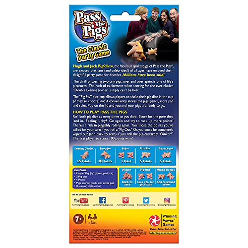 Winning Moves Pass The Pigs Games USA, a Hilarious Pig Dice Game, Family Favorite for Over 40 Years, for 2 or More Players, Ages 7+ (1046)
