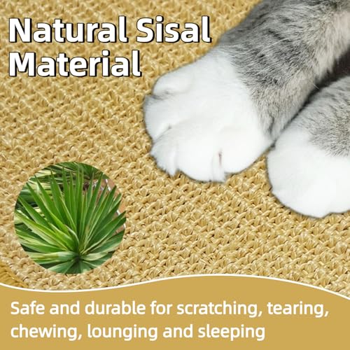 DYAUS Rabbit Scratching Pad, Sisal Bunny Scratch Pad, Natural Rabbit Foraging Mats for Cages, Indoor Bunny Toys Accessories for Bedding Biting Sleeping Resting (2PCS, 16x12in)