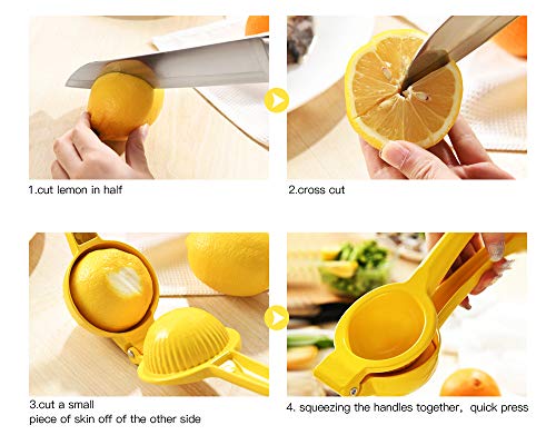 Y-ME Manual Juicer Citrus Lemon Squeezer, Fruit Juicer Lime Press Metal, Professional Hand Juicer Kitchen Tool(Yellow）