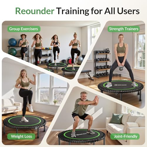 BCAN 450/550LBS Mini Rebounder Trampoline for Adults, 40"/48" Foldable Fitness Trampoline with Bungees, Quiet & Stable Exercise Trampoline Indoor/Home/Garden (BT2, Without Handle)