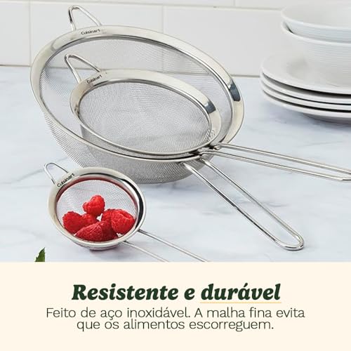 Cuisinart, Mesh Strainers, Stainless Steel Mesh Strainers for Kitchen, Fine Mesh Kitchen Strainer Set for Sifting, Straining and Cooking, Ctg-00-3Ms, 3 Count