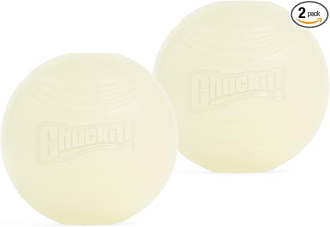Chuckit! Glow in the Dark Bouncy Balls - Ball for Dogs, Chuckit Dog Toy, Max Glow Balls - Medium, 2.5 Inch Pack of 2
