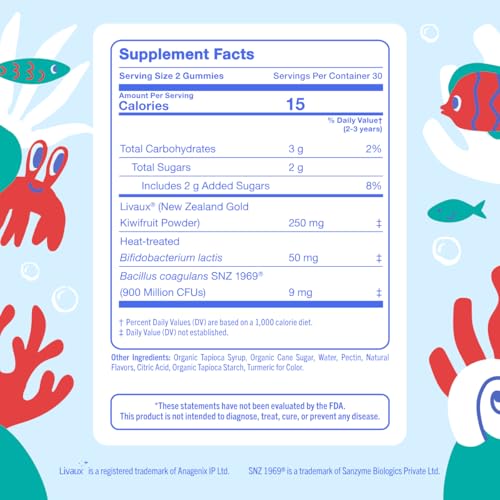 FIRST DAY Toddler Tribiotic Gummies (Ages 2-3) | Kids Probiotic Gummies | 3 in 1 Pre + Pro + Postbiotics for Kids Digestive & Immune Health - Kiwi, 60 Counts (30 Days Supply)