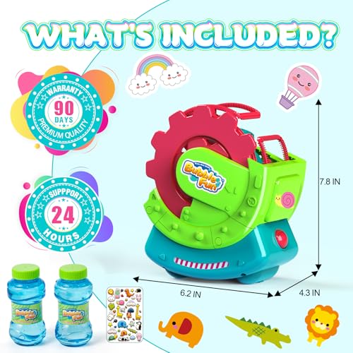 Bubble Machine for Toddlers Kids & Pets, with 8oz Safe Solution, Extra Large & Bubbles in Bubble Maker, Children & Pets Dog Toys Gift, Indoor/Outdoor Birthday Wedding Party Bubble Blower