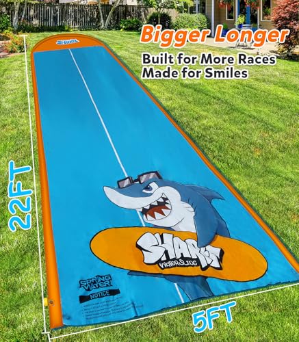 Spring Water Slip and Water Slide, 22ft *2 Lanes Slip Water Slides for Kids Backyards Ages 5-8 8-12 with Sprinkler and Inflatable Bodyboards, Summer Water Fun Toy for Outdoor Lawn Games Play