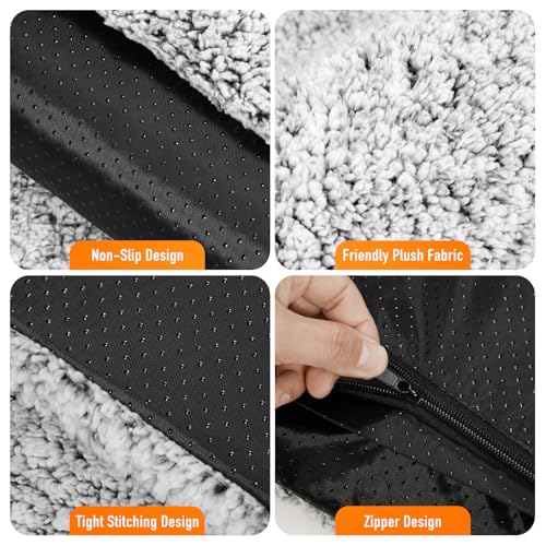 WanpeeGoo Self Warming Cat Bed, Heated Cat Bed, 2.0 Upgraded Thermal Foil Heating Pad, Plush Self-Heating Pet Mat for Crate, Floor, with Removable Washable Cover, Non-Slip, 15"x19"