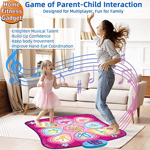 SUNLIN Dance Mat - Rhythm Step Play Mat - Dance Game Toy Pad with LED Lights, Gift for Kids Girls 3-8, Adjustable Volume, Built-in Music, 3 Challenge Levels