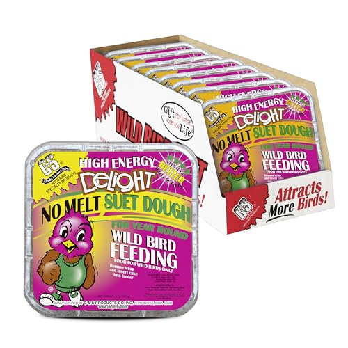 C&S High Energy Delight No Melt Suet Dough, Suet Cakes for Wild Birds Including Woodpeckers, Nuthatches, Chickadees and More, Pack of 8