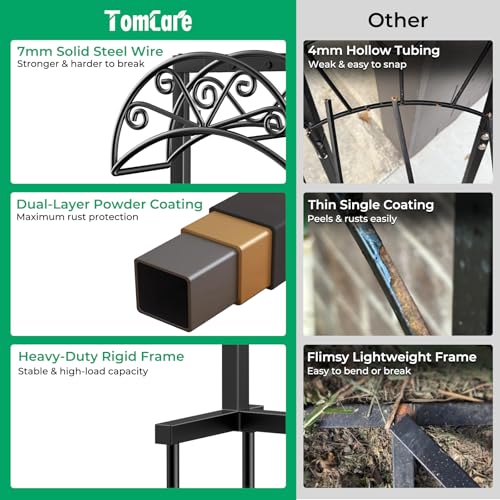 TomCare Garden Hose Holder Heavy Duty Water Hose Holder Holds 160 FT Hoses 4 Spikes Hose Reel Freestanding Hose Hanger Sturdy Hose Storage Stand for Outside Yard Lawn