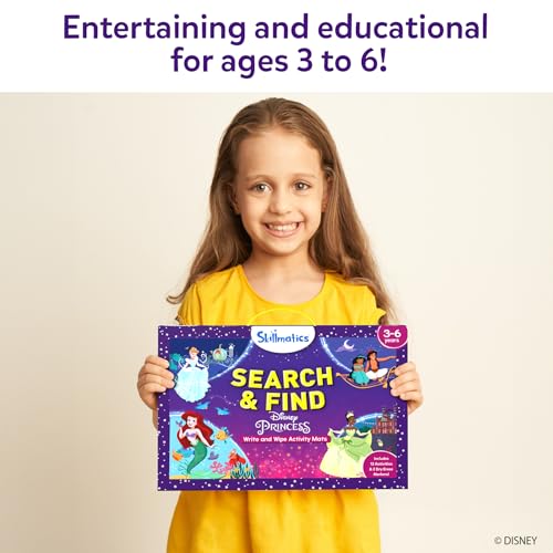 Skillmatics Search and Find Disney Princess Educational Game - Reusable Preschool Learning Activity, Perfect for Toddlers & Kids, Screen-Free Fun, Art & Crafts, Gifts for Boys & Girls Ages 3, 4, 5, 6
