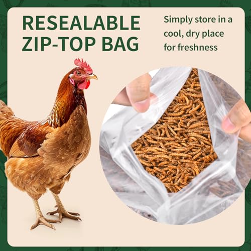 BUNTIE WORMS Dried Mealworms 5LB, 100% Natural, Non-GMO Mealworms for Chickens – High Protein Chicken Feed Meal Worms for Wild Birds, Chickens, Ducks and Turtles