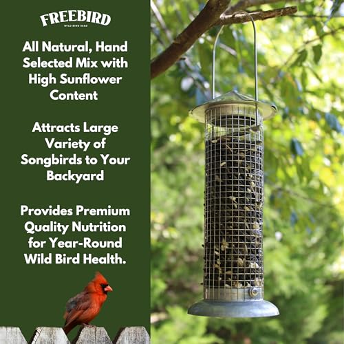 Wild Bird Seed for Outside Feeders – Premium Songbird Blend with Black Oil Sunflower, Safflower, Millet & Peanut Pieces – Bird Food for Cardinals, Finches & Songbirds – 5 lb Bag